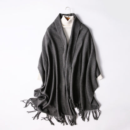 Women's Korean Solid Color Long Thickened Wool Scarfs