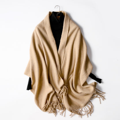 Women's Korean Solid Color Long Thickened Wool Scarfs