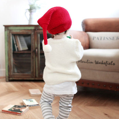 Children's Candy Knitted Big Ball Cute Warm Solid Color Elf Kids' Headwear