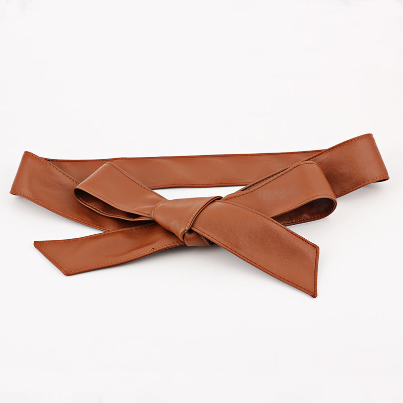 Women's Long Soft Ribbon Bowknot Wide Waist Belts