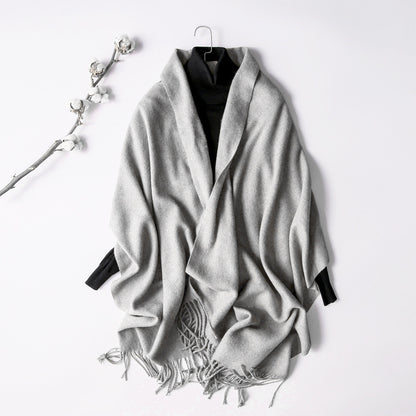 Women's Korean Solid Color Long Thickened Wool Scarfs