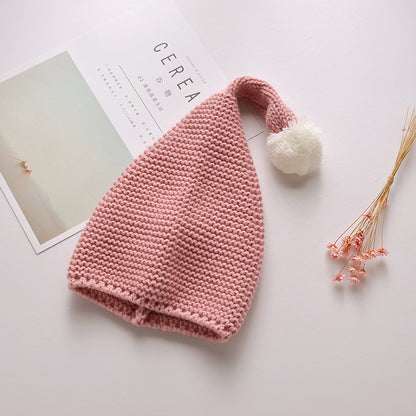 Children's Candy Knitted Big Ball Cute Warm Solid Color Elf Kids' Headwear