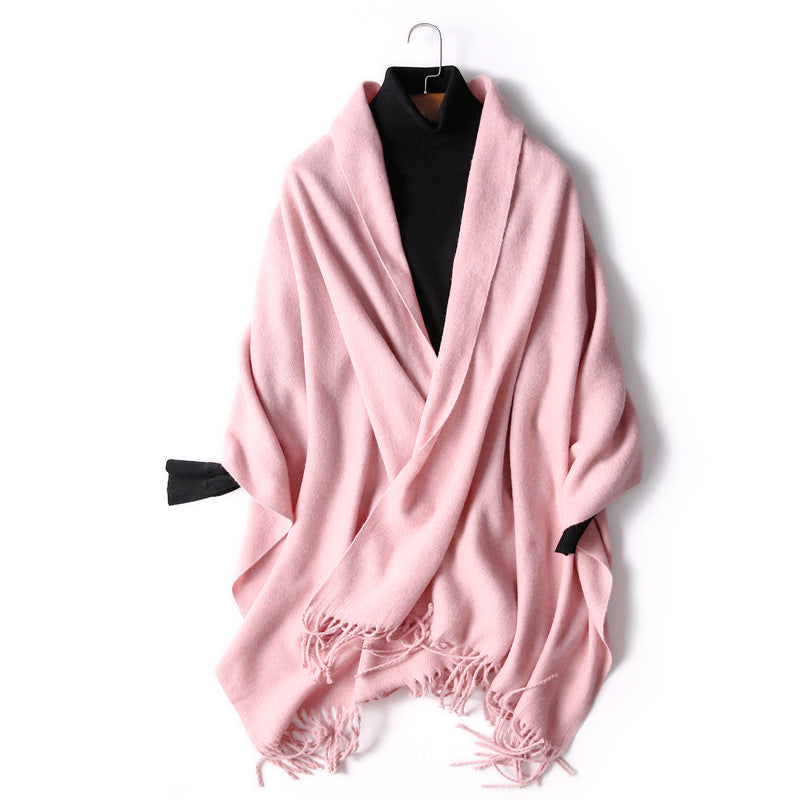 Women's Korean Solid Color Long Thickened Wool Scarfs