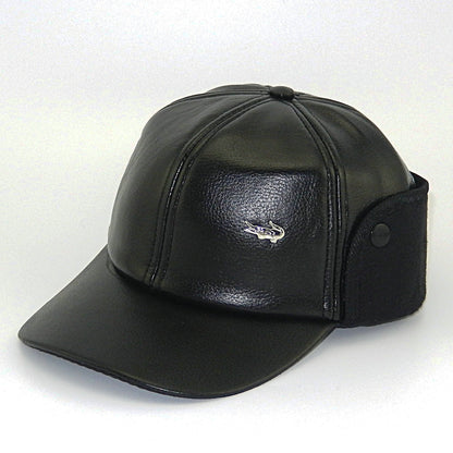 Men's Leather Hat Earflaps Warm Peaked Simple Hats & Caps