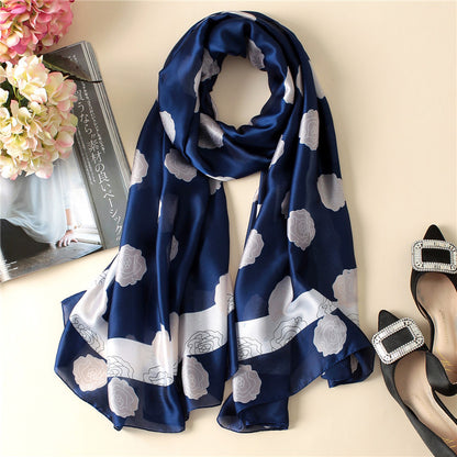 Women's Rose Pattern Fashion Printed Travel Beach Scarfs