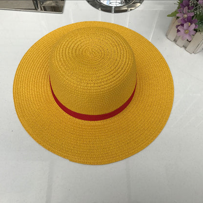 Children's Anime Hat Yellow Straw Paper Sun Kids' Headwear