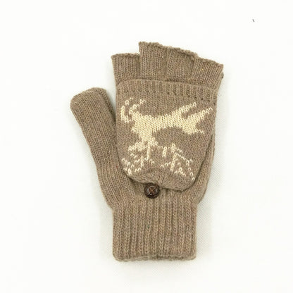 Women's & Men's Wool Snowflake Flip Warm Half Finger Gloves