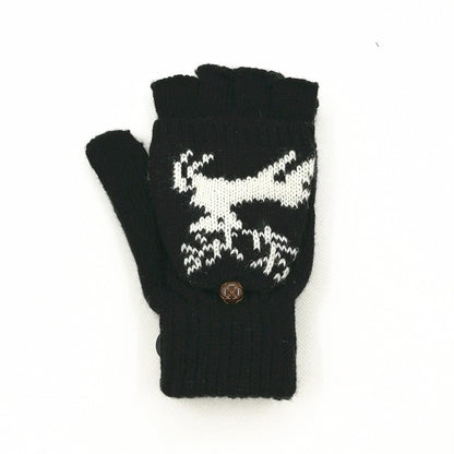 Women's & Men's Wool Snowflake Flip Warm Half Finger Gloves