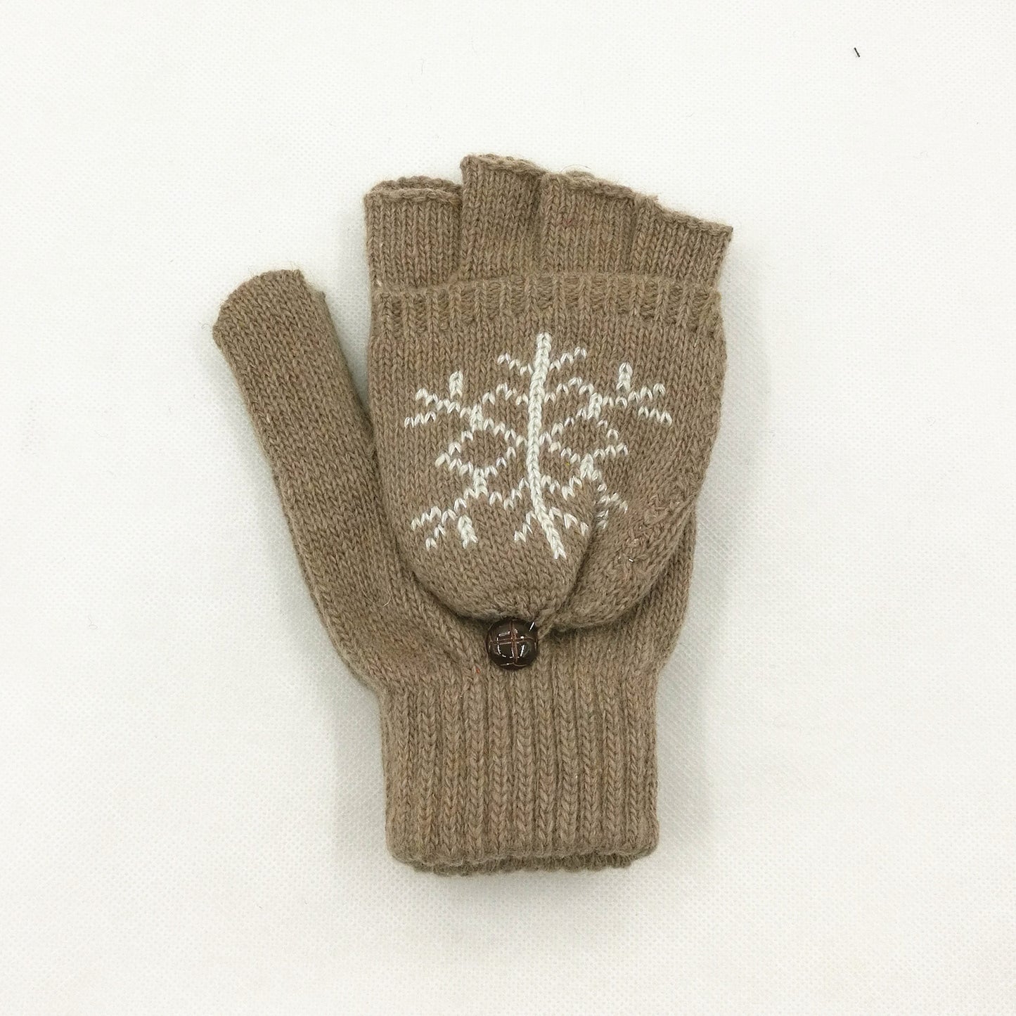 Women's & Men's Wool Snowflake Flip Warm Half Finger Gloves