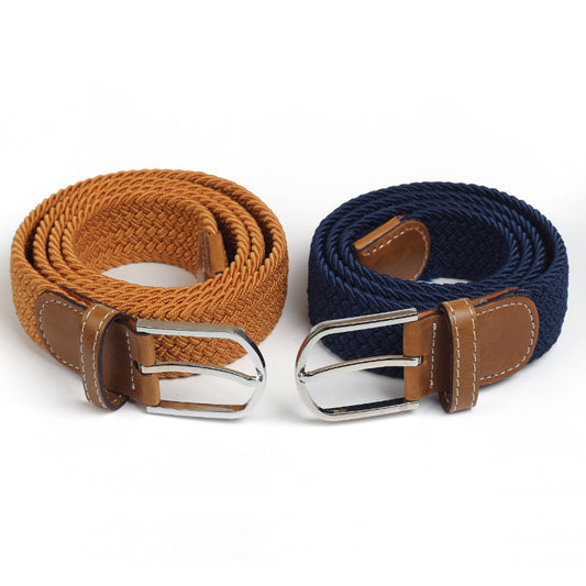 Women's & Men's High-grade Elastic Woven Leather Pin Buckle Belts