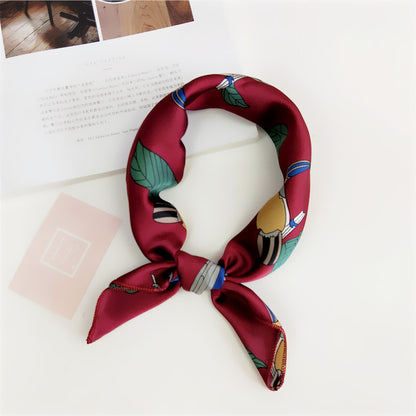 Women's Small Square Towel Silk Professional Stewardess Scarfs