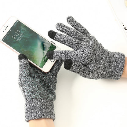 Women's & Men's Knitted Couple Warm Wool Fleece-lined Finger Gloves