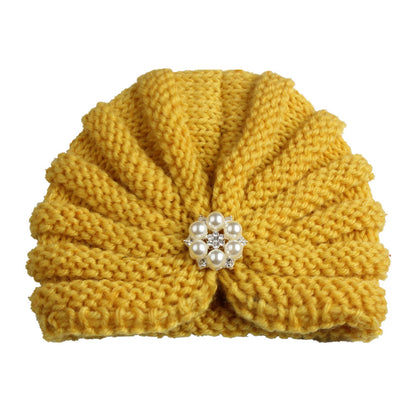 Children's Color Wool Hat With Diamond Knitted Kids' Headwear