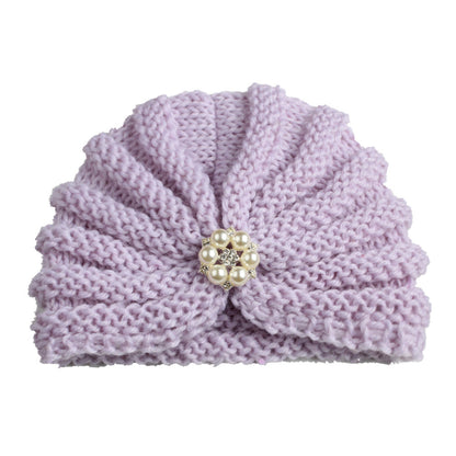 Children's Color Wool Hat With Diamond Knitted Kids' Headwear