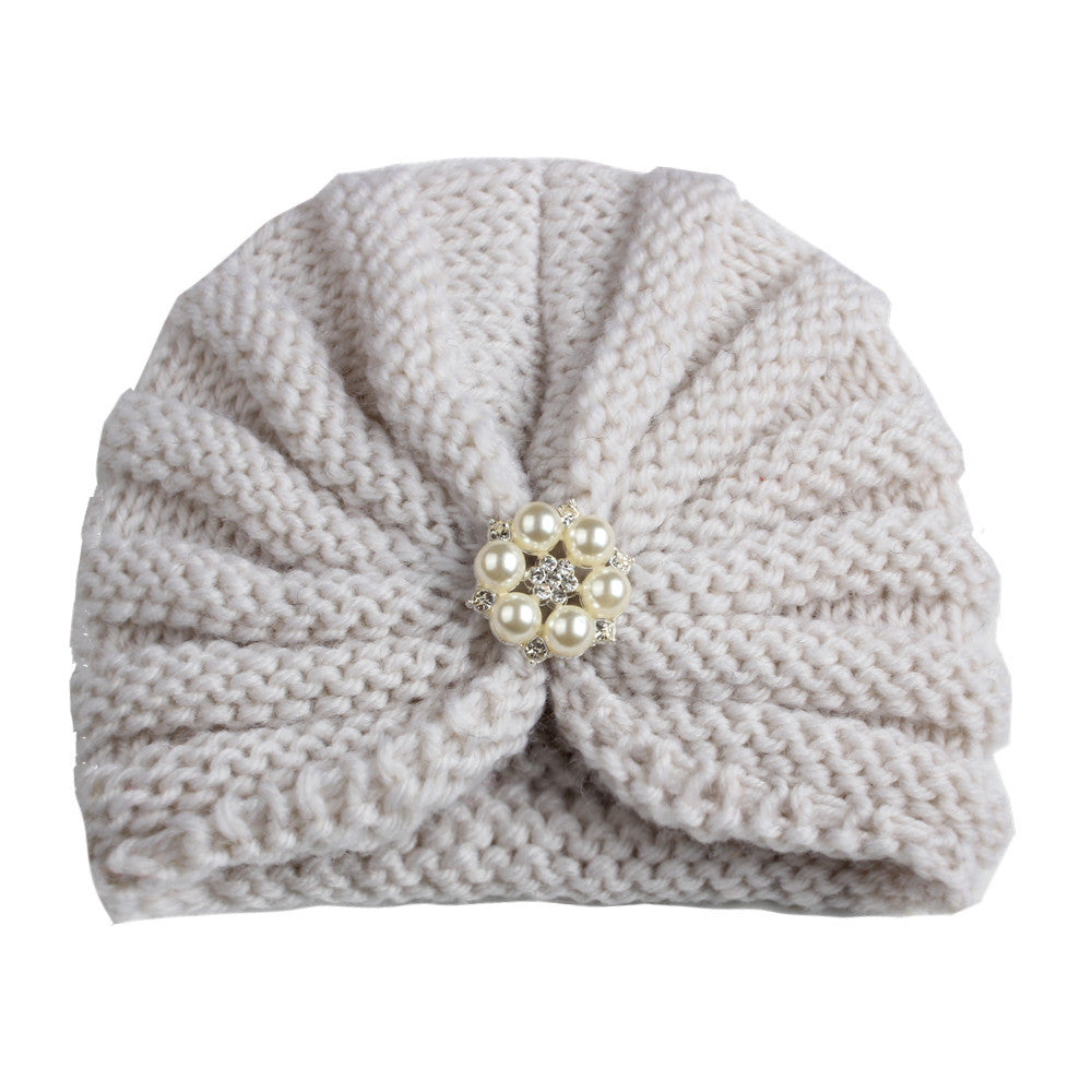 Children's Color Wool Hat With Diamond Knitted Kids' Headwear