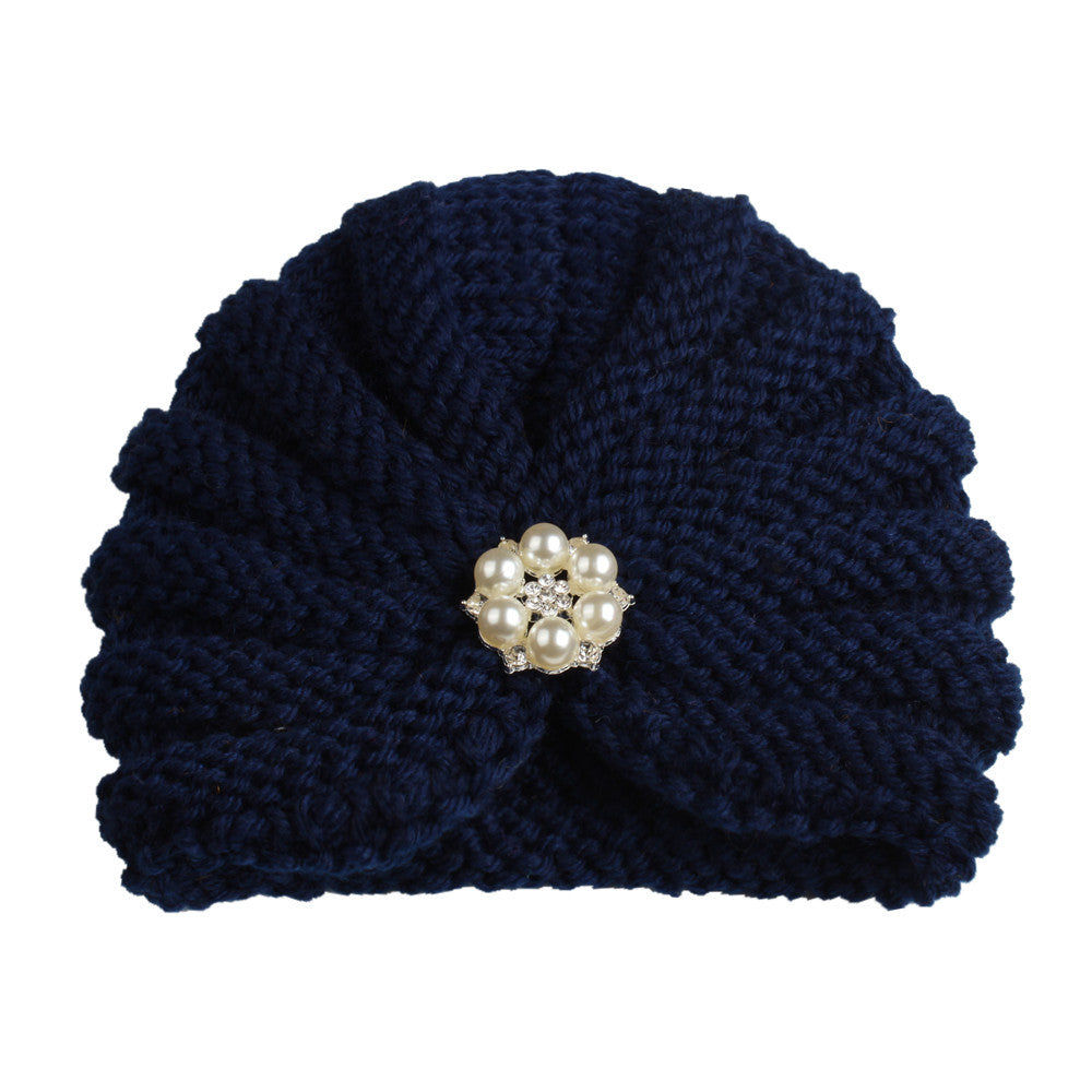 Children's Color Wool Hat With Diamond Knitted Kids' Headwear