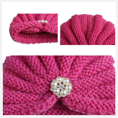 Children's Color Wool Hat With Diamond Knitted Kids' Headwear