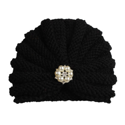 Children's Color Wool Hat With Diamond Knitted Kids' Headwear