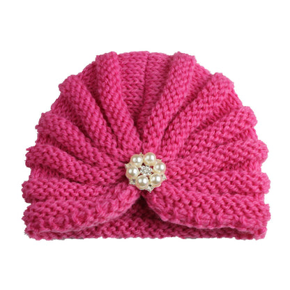 Children's Color Wool Hat With Diamond Knitted Kids' Headwear