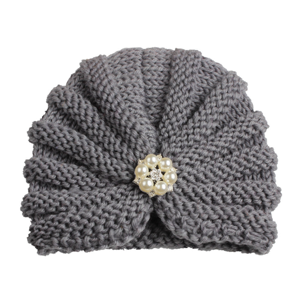 Children's Color Wool Hat With Diamond Knitted Kids' Headwear