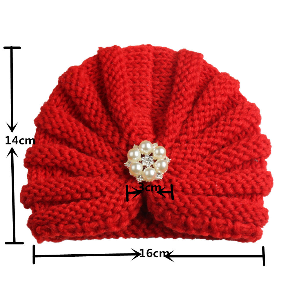 Children's Color Wool Hat With Diamond Knitted Kids' Headwear