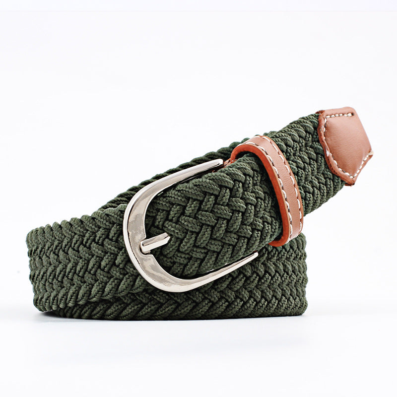 Pin Buckle Canvas Elastic Stretch Green Belts