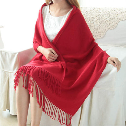 Korean Warm Imitation Cashmere Tassel Plaid Scarfs