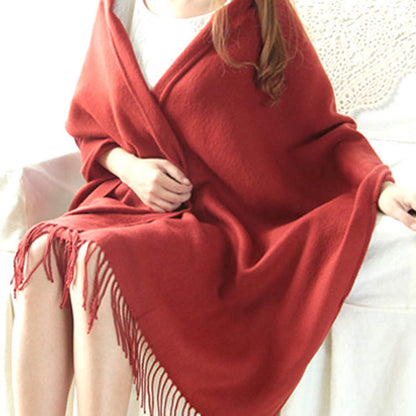 Korean Warm Imitation Cashmere Tassel Plaid Scarfs