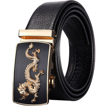 Men's Alloy Automatic Buckle Leather Casual Pants Belts