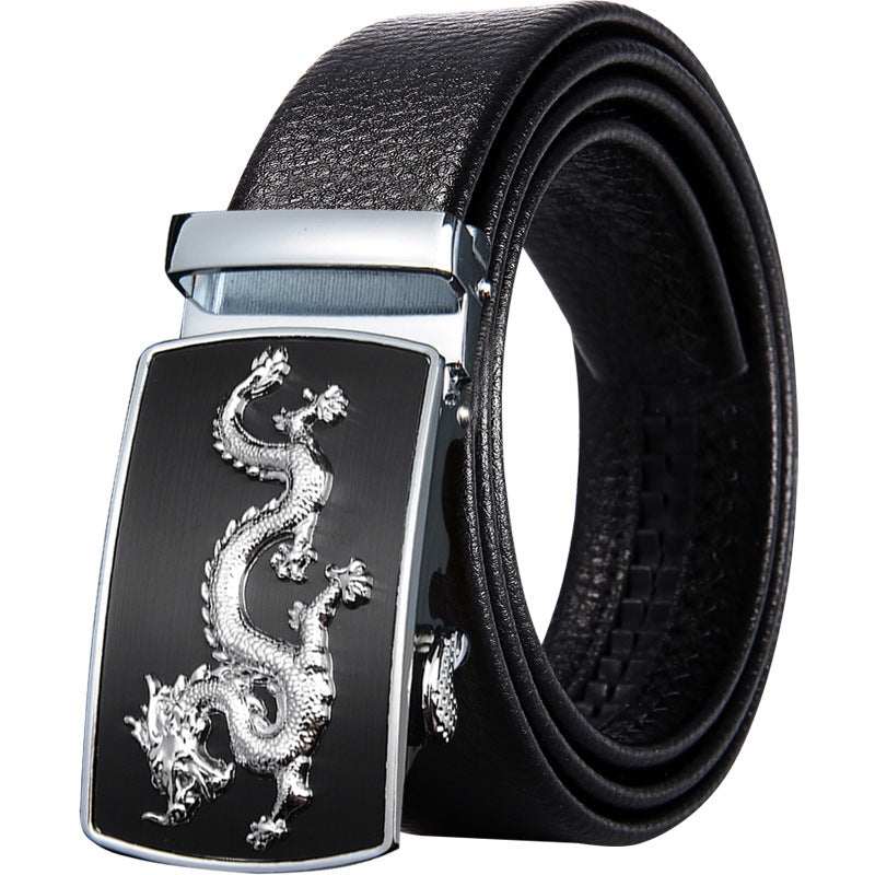 Men's Alloy Automatic Buckle Leather Casual Pants Belts