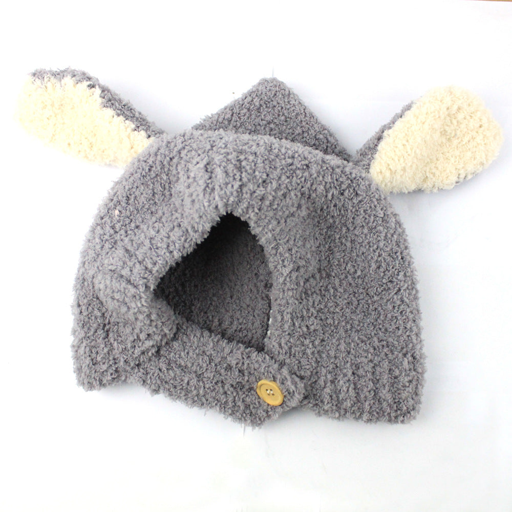 Winter Cartoon Knitted Plush Thickened Rabbit Kids' Headwear