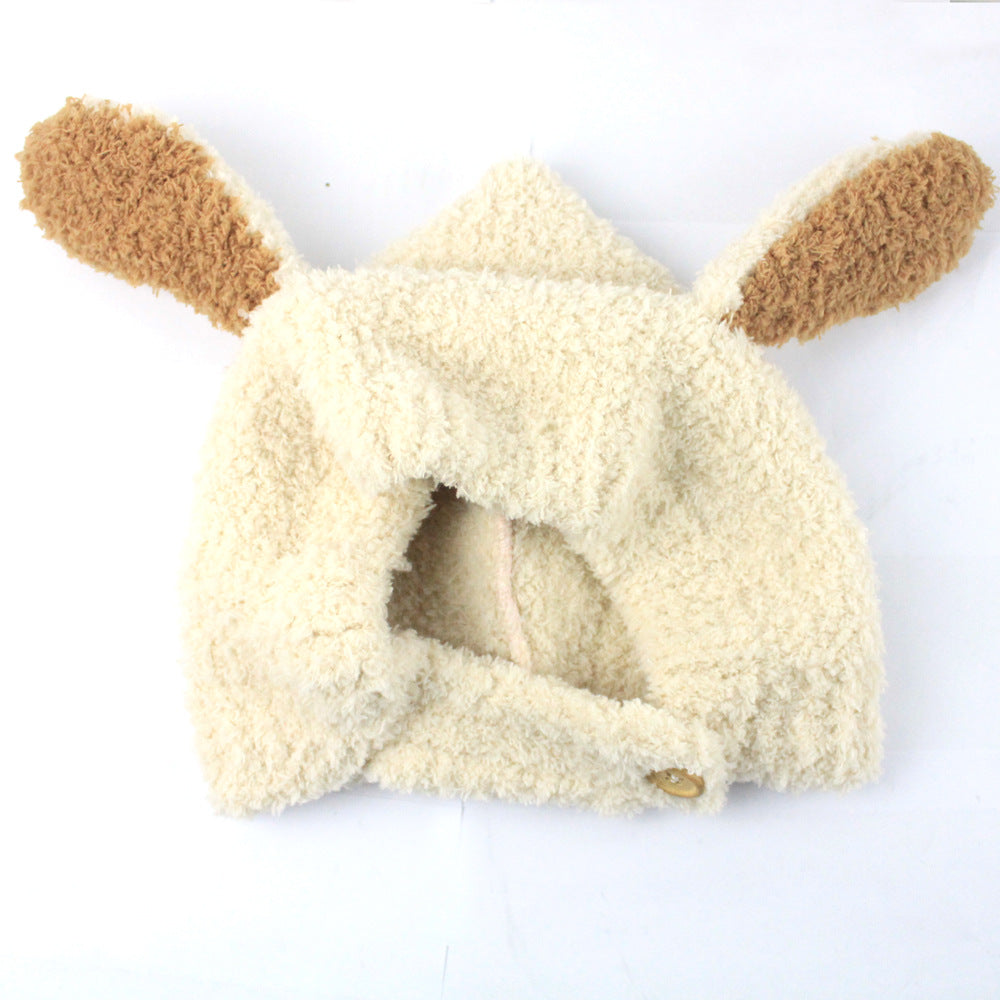 Winter Cartoon Knitted Plush Thickened Rabbit Kids' Headwear