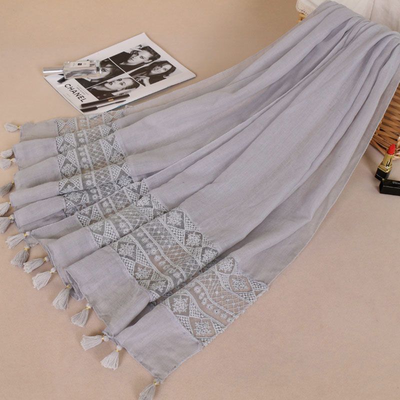 Women's Fashionable Lace Tassel Solid Color Shawl Scarfs