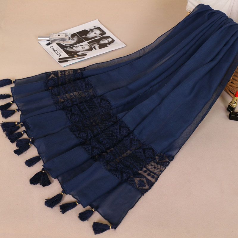 Women's Fashionable Lace Tassel Solid Color Shawl Scarfs