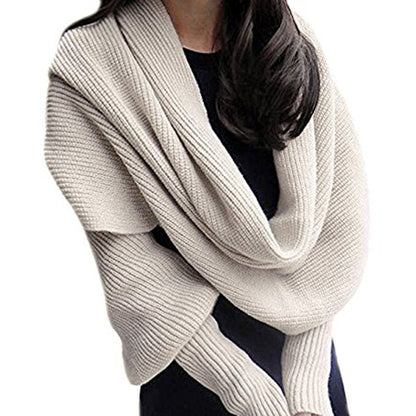 Women's Fashionable Knitted Warm Wool Shawl Monochrome Scarfs