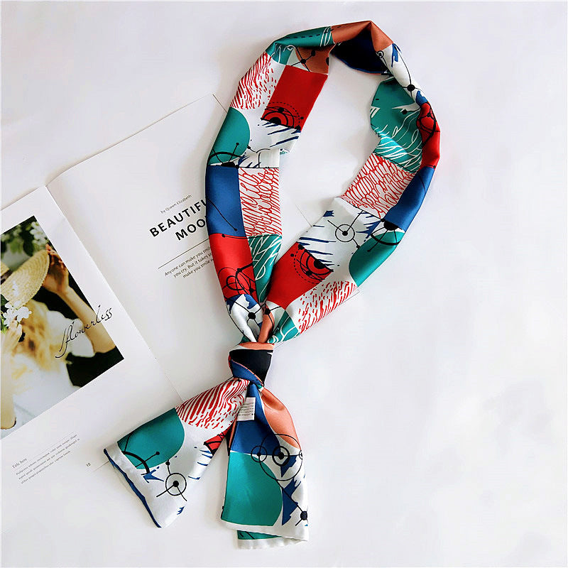 Women's Long Small Silk Autumn Summer Double-sided Versatile Scarfs