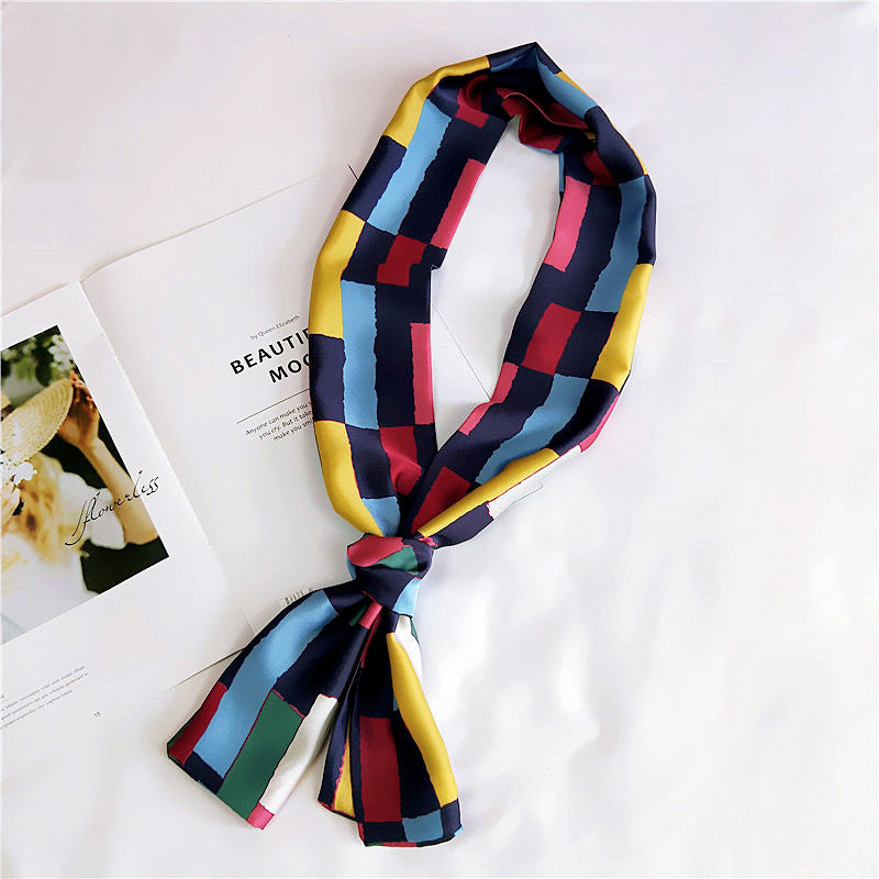 Women's Long Small Silk Autumn Summer Double-sided Versatile Scarfs