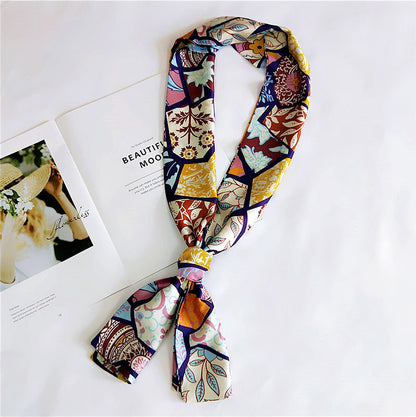 Women's Long Small Silk Autumn Summer Double-sided Versatile Scarfs