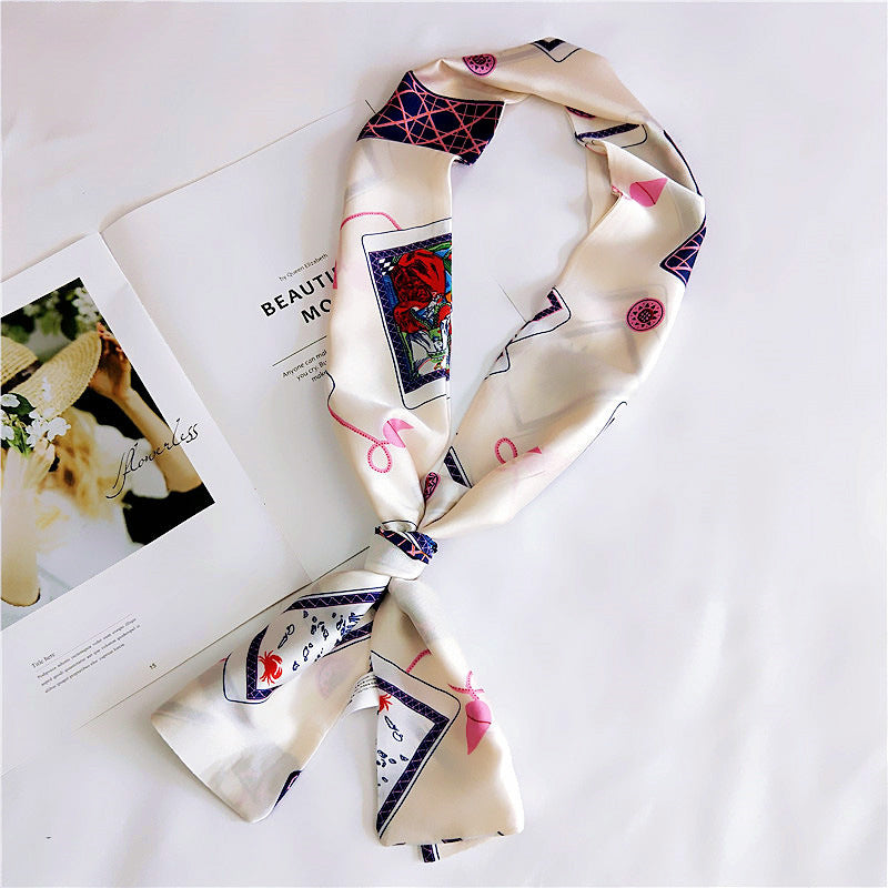 Women's Long Small Silk Autumn Summer Double-sided Versatile Scarfs