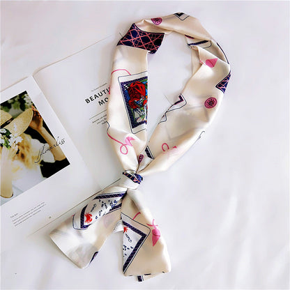 Women's Long Small Silk Autumn Summer Double-sided Versatile Scarfs