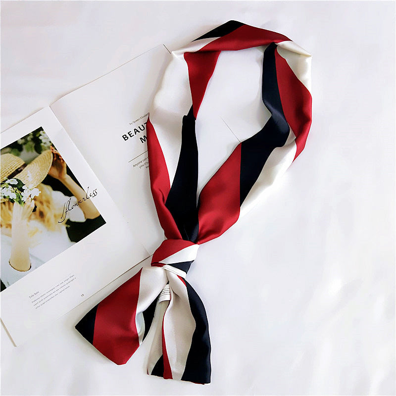 Women's Long Small Silk Autumn Summer Double-sided Versatile Scarfs