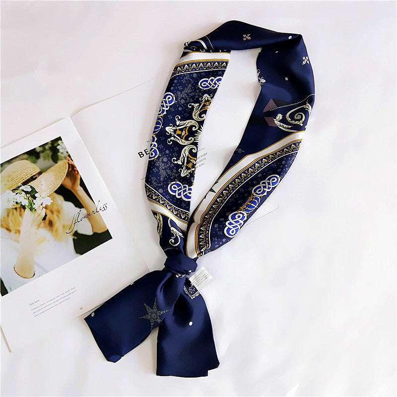 Women's Long Small Silk Autumn Summer Double-sided Versatile Scarfs