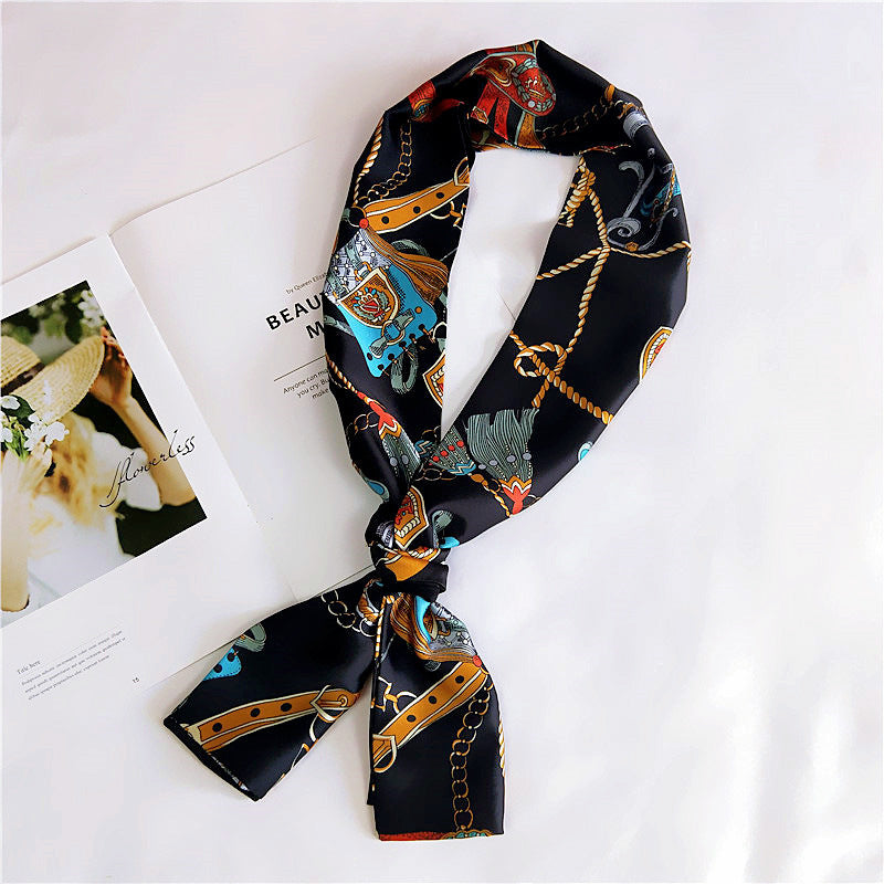 Women's Long Small Silk Autumn Summer Double-sided Versatile Scarfs