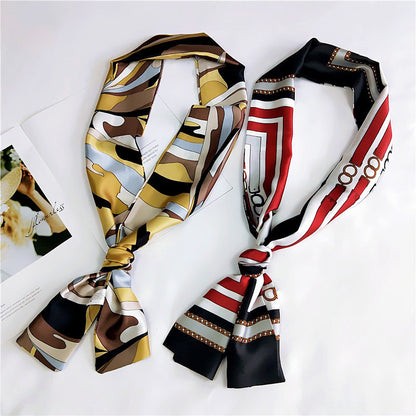 Women's Long Small Silk Autumn Summer Double-sided Versatile Scarfs