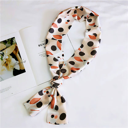 Women's Long Small Silk Autumn Summer Double-sided Versatile Scarfs