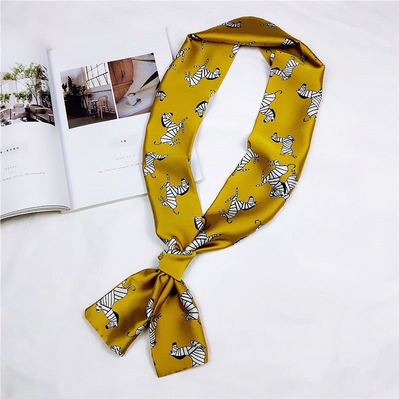 Women's Long Small Silk Autumn Summer Double-sided Versatile Scarfs