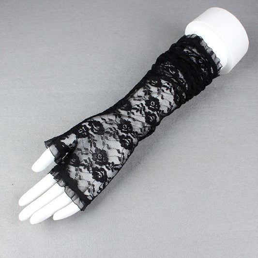 Women's Lace Sun Protection Half Finger Long Gloves