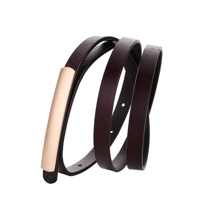 Women's Leather Thin Versatile Retro Cowhide Smooth Belts