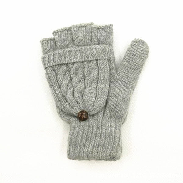 Women's & Men's Wool Snowflake Flip Warm Half Finger Gloves