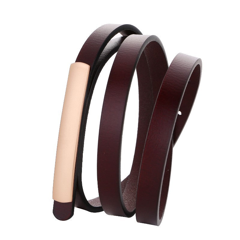 Women's Leather Thin Versatile Retro Cowhide Smooth Belts